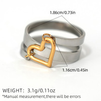 Bague Cœur Creux Double Couche Créative et Tendance, Accessoire de Bijouterie Personnalisé pour Femme, Quotidien et Soirée 2026
