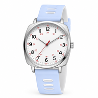 Montre analogique minimaliste pour enfants, montre-bracelet en silicone bleu clair pour étudiants avec fonction d'apprentissage de l'heure, cadeau pour garçons et filles