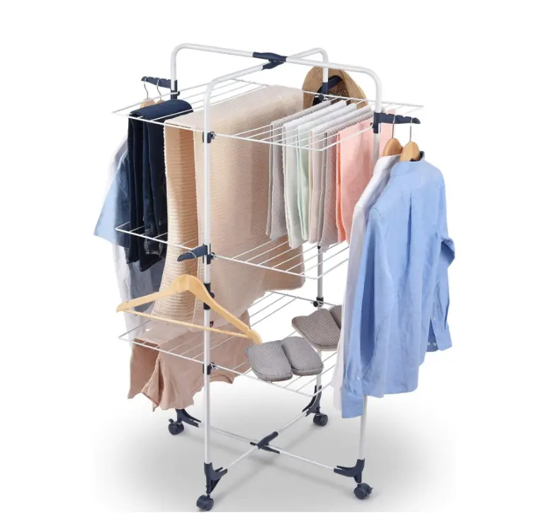 Workpro — support de séchage de vêtements, porte-linge pliable à 3 niveaux, Station de séchage de vêtements avec roues et 4 crochets, à usage intérieur et en extérieur