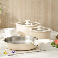 Ensemble de casseroles multifonctionnelles en acier inoxydable 304, écologiques, personnalisables, avec poignée amovible, pour la cuisine domestique, vente en gros