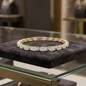 Pulsera de tenis con diamantes cultivados en laboratorio, chapada en oro, con eslabones y piedras ovaladas y redondas, joyería para mujer, para fiestas y bodas - Product Image 3