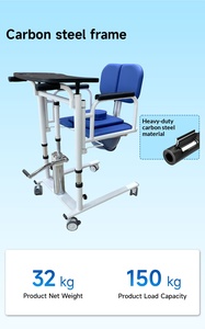 Elevador Hidráulico Manual Azul con Asiento Acolchado para Transferencia de Pacientes, Ideal para Ancianos y Discapacitados en el Hogar, Hospital, Enfermería, Inodoro y Baño - Product Image 5