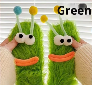 Chaussettes mi-mollet en peluche épaisses en acrylique jacquard pour couple, série de dessins animés drôle de la chenille, pour jeunes femmes, hiver, maison, sol, sommeil, chaudes - Product Image 6