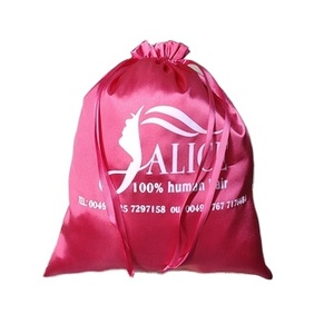 Sac à poussière en satin à cordon personnalisé avec logo imprimé pour extensions de cheveux, perruques, emballages de shopping et lots - Product Image 1