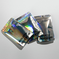 Sac de film laser holographique imprimé personnalisé emballage de cadeau de vêtements cosmétiques de bijoux pochette debout hologramme refermable