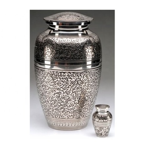 American Style Handcrafted Vintage Design Silver Cremation Funeral Urn 200 Cubic Inch Adult Size for Loved Ones Wholesale Price - Product Image 3