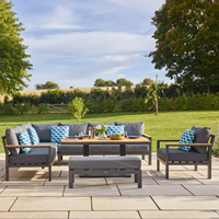 Mobilier d'extérieur de luxe, canapé de salon en forme de L pour hôtel, canapé d'angle de jardin avec table à manger réglable en hauteur, canapé en alun imperméable