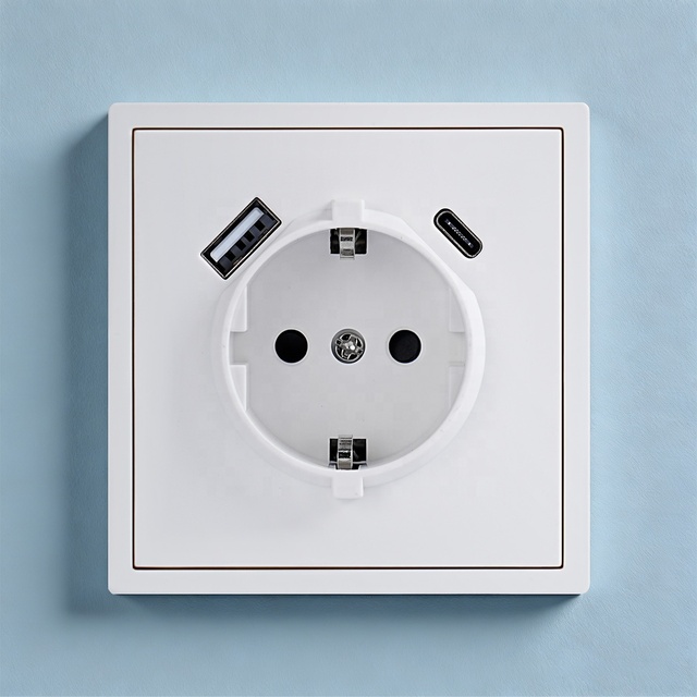 White 16A German Socket EU Standard Home Electrical Power Wall Switch and Socket With USB Charging Port 220V-250V Schuko Outlet