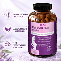Capsules d'inositol myo et D-chiro avec Ashwagandha et vitamine D, rapport 40:1, 120 capsules végétariennes, OEM ODM