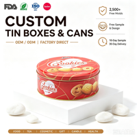 Boîte en étain ronde faite à la main SZM D220*85MM, boîte en étain pour biscuits et tiramisu, boîtes en métal pour desserts