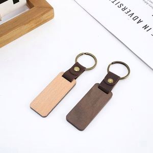 WSY896 Wholesale Wood Laser <b>Blanks</b> Key <b>Ring</b> Custom Leather Wood Key Chain DIY Wooden Keychain for Business Gift - Product Image 5