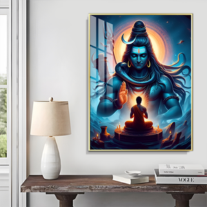 <strong>Lord</strong> <strong>Shiva</strong> Meditating in Moonlight Canvas Print Sacred Hindu Art for Meditation and Peace Spiritual Home Decoration Gift