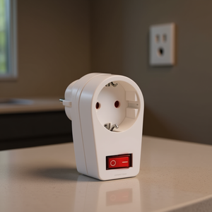 Aigostar German <b>Plug</b> Adapter 16A White <b>With</b> <b>Switch</b> 250V 3680W PP Material - Product Image 2