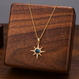 ब्लू स्टार, स्टारलाइट सूरजमुखी, हल्के लक्जरी शैली, पूर्ण पेंडेंट एक्सेसरी, टाइटेनियम स्टील हार, बहुमुखी कॉलरबोन - Product Image 2