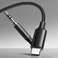 Personnalisé USB C 3.5mm Hi-Fi Stéréo Audio Adaptateur Type C Aux Tressé Câble 3.3FT Voiture Auxiliaire Mâle Cordon pour Caméra Compatible 1m