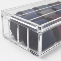 Boîte de rangement personnalisée en acrylique pour cravates, avec tiroir transparent, séparateur, support de cravates pour armoire, avec couvercle et plateau, support de rangement pour placard, avec logo OEM