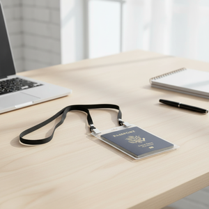 Porte-badge nominatif transparent vertical Insigne de carte d'identité en PVC étanche personnalisé pour employé avec couvercle de passeport à fermeture éclair - Product Image 1