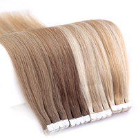 Extensions à bandes adhésives miniatures chinoises lisses 100 % Remy naturelles, double épaisseur, qualité supérieure, couleur balayage invisible, pour salon de coiffure