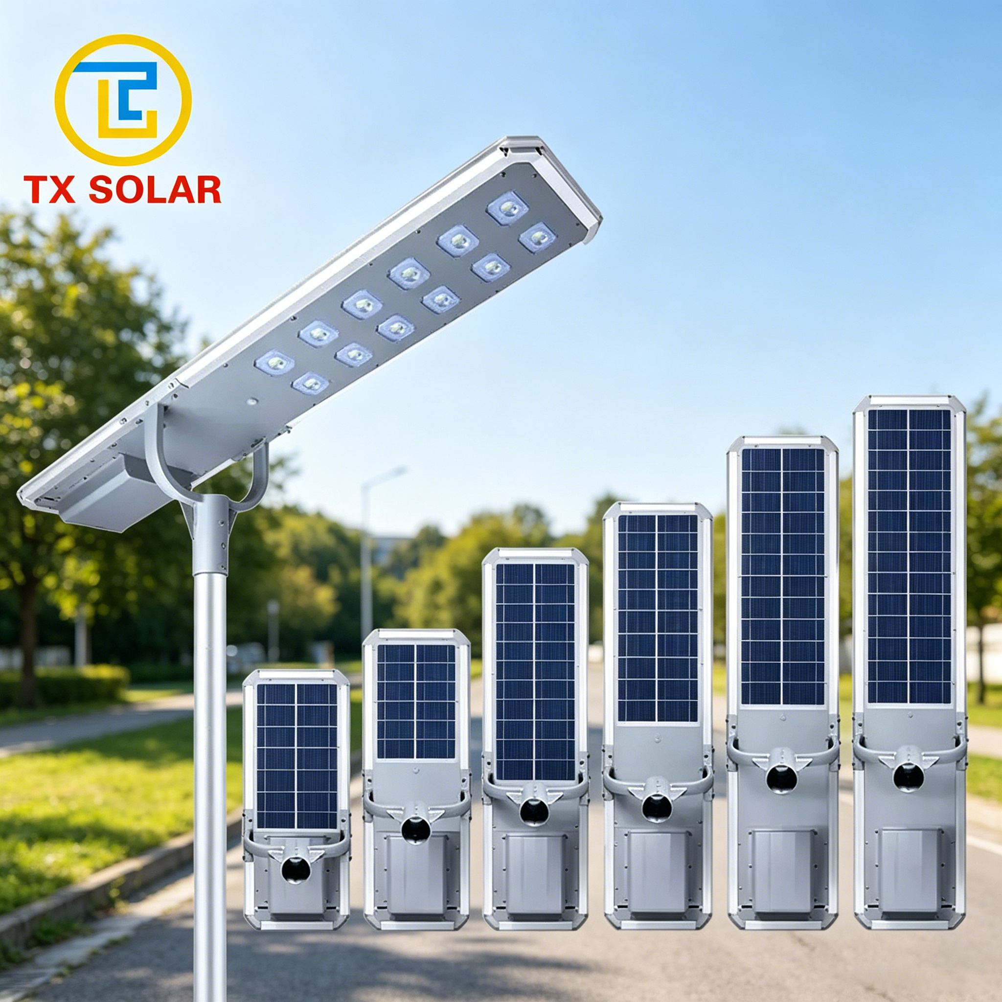 TX Camera Outdoor Solar Street Light Integrated All in One Solar Street Lights with Pole