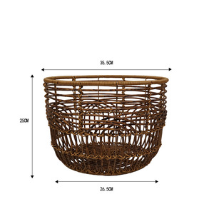 Round, hollow, transparent rattan laundry <b>basket</b>, moisture-proof and breathable, <b>large</b> capacity laundry <b>basket</b> for home use. - Product Image 1