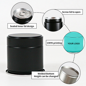 Manufacturers Customized Embossed Round Matcha Powder Tin <strong>Canister</strong> White Black Silver Coffee Bean Food Airtight Tin Can with <strong>Lid</strong> - Product Image 5