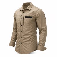 Chemise tactique à manches longues pour homme, respirante, anti-rétrécissement, brodée, 100% coton, décontractée, pour la randonnée, le camping, l'escalade et la chasse