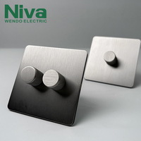 Interrupteurs à double variateur Niva série NV2, panneau en acier inoxydable plaqué, interrupteur mural pour éclairage, prises électriques domestiques