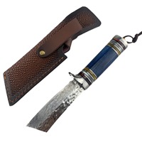 Petit couteau droit fait à la main en acier damas motif acier extérieur sauvage survie couteau de chasse couteau forgé martelé