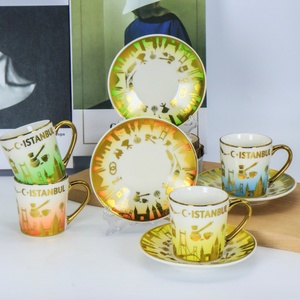 Taza de Cerámica con Plato de Recuerdo de la Ciudad de Estambul, <span class=keywords><strong>Turquía</strong></span>, Juego de Taza y Platillo de Porcelana de Lujo para Café y Té de la Tarde, Venta al Por Mayor OEM ODM - Product Image 3