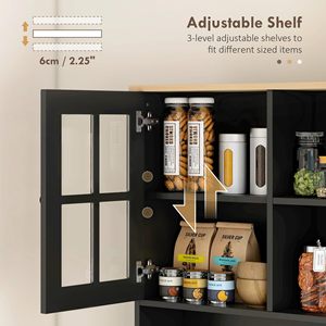 Mueble de Cocina Moderno Ajustable SENYU, Mueble para Microondas, Armario de Almacenamiento con Puertas de Vidrio, Madera y Acero Inoxidable, para Cocina y Sala de Estar - Product Image 4