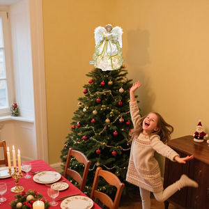 Décoration de sommet d'arbre de Noël en forme d'ange LED haut de gamme, ange fait à la main pour le sommet de l'arbre avec des lumières blanc chaud, imperméable et durable pour les fêtes - Product Image 4