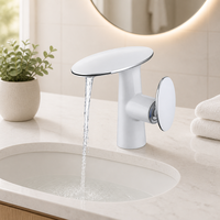Robinet mitigeur de lavabo en laiton et céramique à poser sur le comptoir, avec eau chaude/froide, 1 poignée, design moderne