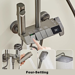 Lujoso Conjunto de Ducha de Pared Estilo Piano con Pantalla Digital LED, Cabezal de Ducha y Pistola Rociadora - Product Image 3