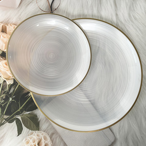 Assiettes jetables biodégradables en plastique, nouveau style, or, argent, transparentes, blanches, longues, en forme de cœur, carrées, modernes, simples - Product Image 6