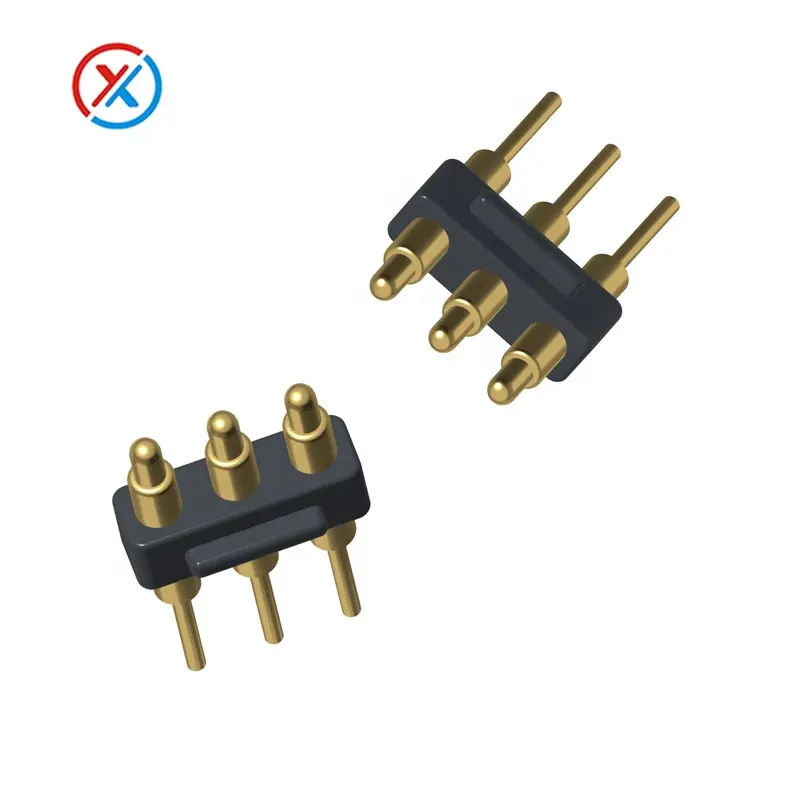 High Precision Brass Pogo Pin 3 Pin Connector Single Row Beauty Device Spring Contact POGOPIN Factory Source