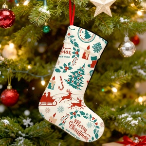 ถุงเท้าคริสต์มาสแบบซับลิเมชั่นสำหรับตกแต่งงานปาร์ตี้คริสต์มาสในวันหยุดสำหรับครอบครัว ผลิตจากผ้ากำมะหยี่คริสตัลแบบกำหนดเอง พร้อมขอบกำมะหยี่นุ่มพิเศษ - Product Image 3