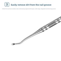 Lime à ongles en acier inoxydable double tête, repousse-cuticules, lime à ongles quatre faces pour le modelage des ongles, outil de manucure professionnel, lot de 3 pièces