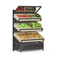 Fabriek Directe Verkoop Hout En Ijzer Fruit & Groente Display Plank Staan Fruitrek