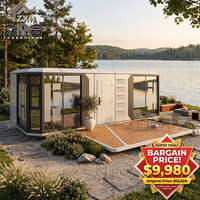 Maison capsule préfabriquée en aluminium avec revêtement de sol SPC, maison capsule spatiale pour projets d'hébergement en camping panoramique