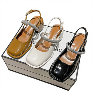 Zapatos de Mujer con Tacón Bajo y Diseño de Tiras, Estilo Nuevo, Punta Cuadrada Cerrada, Transpirables, con Suela de Goma, para Primavera, Verano y Otoño - Product Image 4