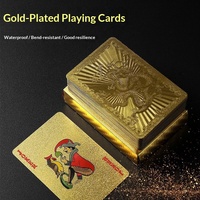 Cartes de poker en feuille d'or en gros, grande quantité, en PVC plastique, imperméables, résistantes à la pliage, épaissies, emballage rectangulaire en carton, de qualité supérieure