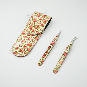 Pincettes professionnelles pour faux cils, lot de 2 pinces à épiler antistatique droites et courbées, pour Extension de cils - Product Image 2