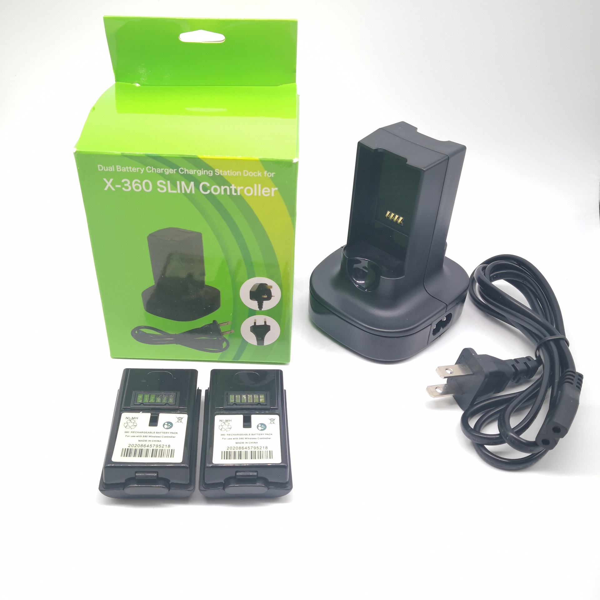 For XBOX360 back-to-back dual Charge Battery Set XBOX360 back-to-back Charger Black