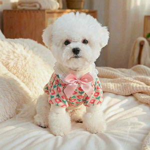 Suéter de Punto con Lazo y Flor de Tulipán para Perros Pequeños y Cachorros de PETCIRCLE, Cómodo para Primavera y Otoño - Product Image 1