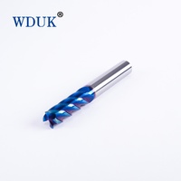 Fraise à queue en carbure monobloc à 4 dents avec revêtement nano bleu en acier au tungstène pour l'usinage CNC de moules en acier trempé HRC65