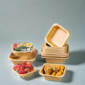 Boîte à lunch octogonale en papier kraft jetable, boîte d'emballage pour fruits à emporter, bol en papier rectangulaire octogonal 500ml pour aliments - Product Image 2