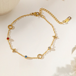 Chaîne à maillons cubains Miami en acier inoxydable plaqué <span class=keywords><strong>or</strong></span> 18 carats mignons bracelets de cheville pour femmes en cadeau - Product Image 6