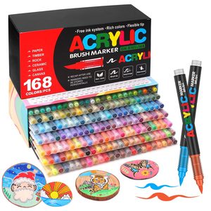 NOVISON Factory Hot Sale Permanent Acrylic Paint Markers with Brush Tip 143x13mm 60/120/168 Colors for Art & DIY - Product Image 1