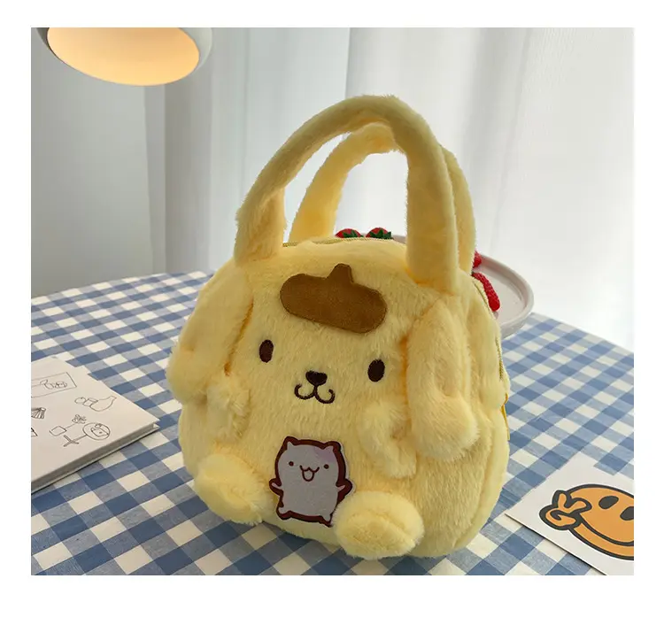 Tas tangan mainan Sanrio mewah lucu mode 2024 katun PP bulu lembut sebagai hadiah tas tangan anak-anak