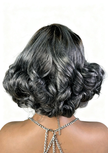 Parrucca 5x5 con pizzo frontale, capelli corti e colorati, sfumati, con mèches ricci, 8 pollici, marrone-<span class=keywords><strong>biondo</strong></span>, può essere permanentata e tinta - Product Image 6
